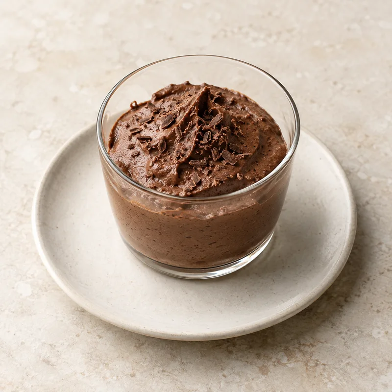 Illustration of desserts mousse chocolate prepared from recipe