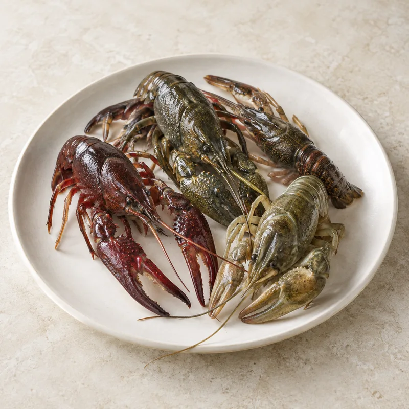 Illustration of crustaceans crayfish mixed species wild raw