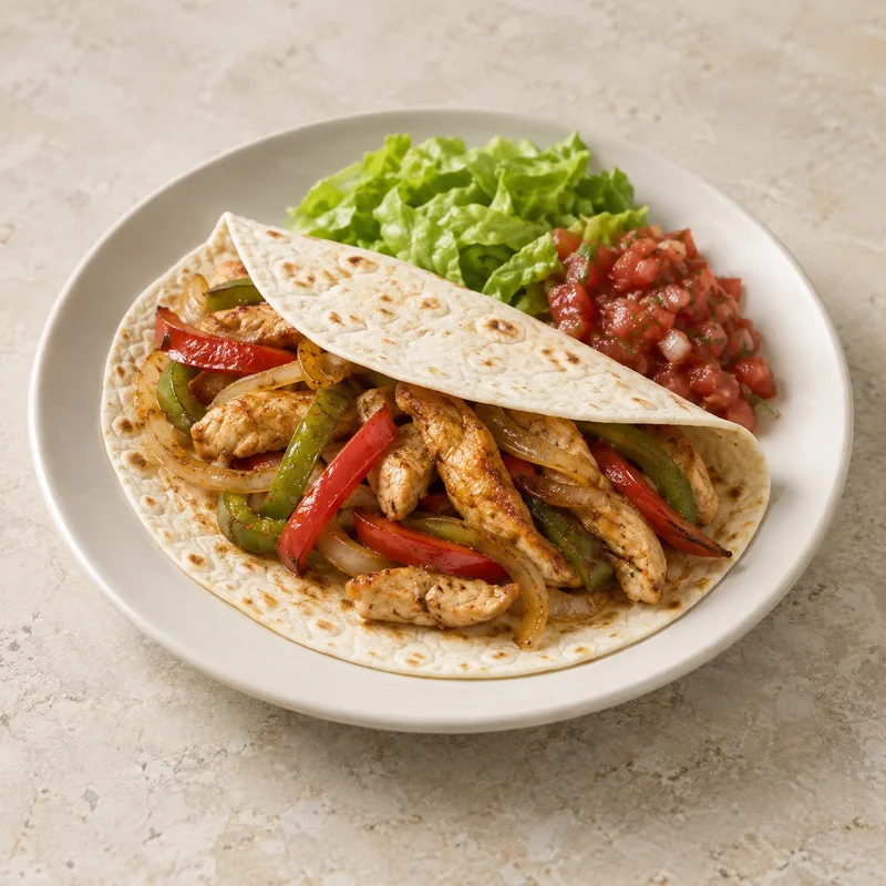 Illustration of fajitas home prepared from kit
