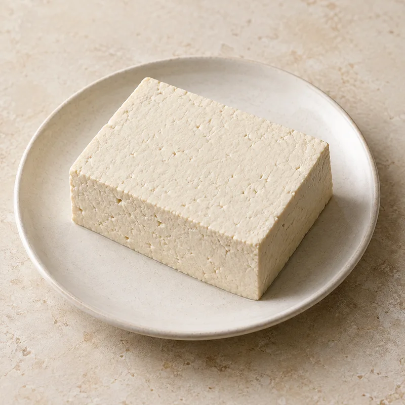 Illustration of tofu raw firm prepared with calcium sulfate