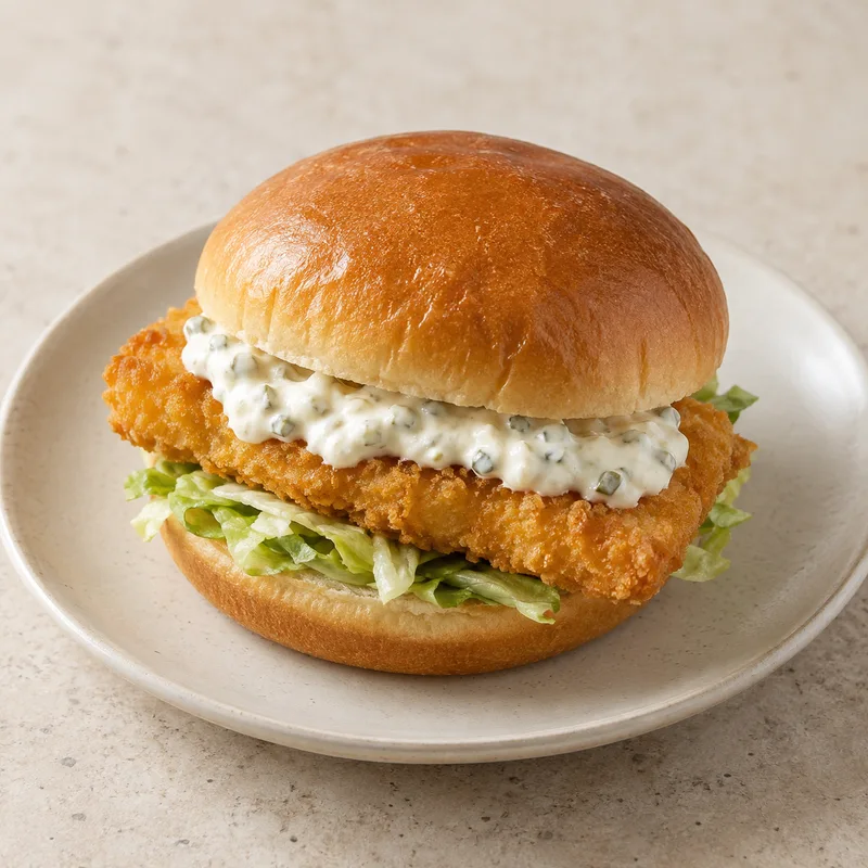 Illustration of fast foods fish sandwich with tartar sauce