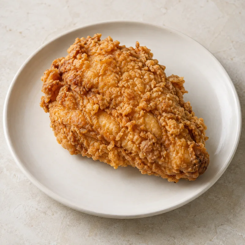Illustration of fast foods fried chicken breast meat and skin and breading