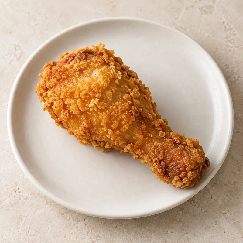 Illustration of fast foods fried chicken drumstick meat and skin with breading