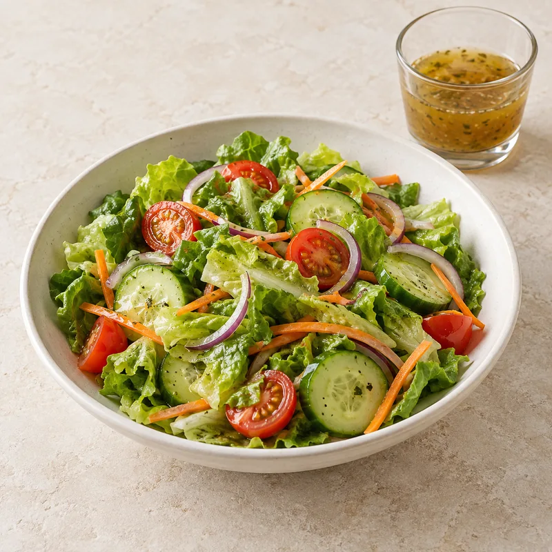 Illustration of salad garden with italian dressing homemade