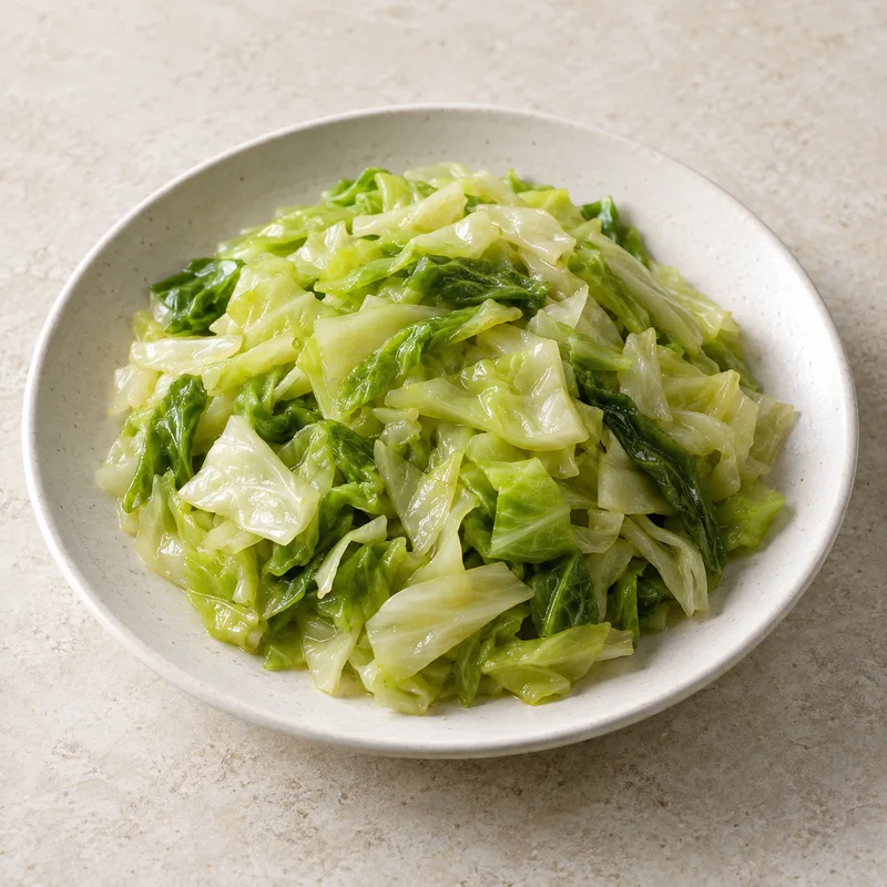 Illustration of green cabbage cooked