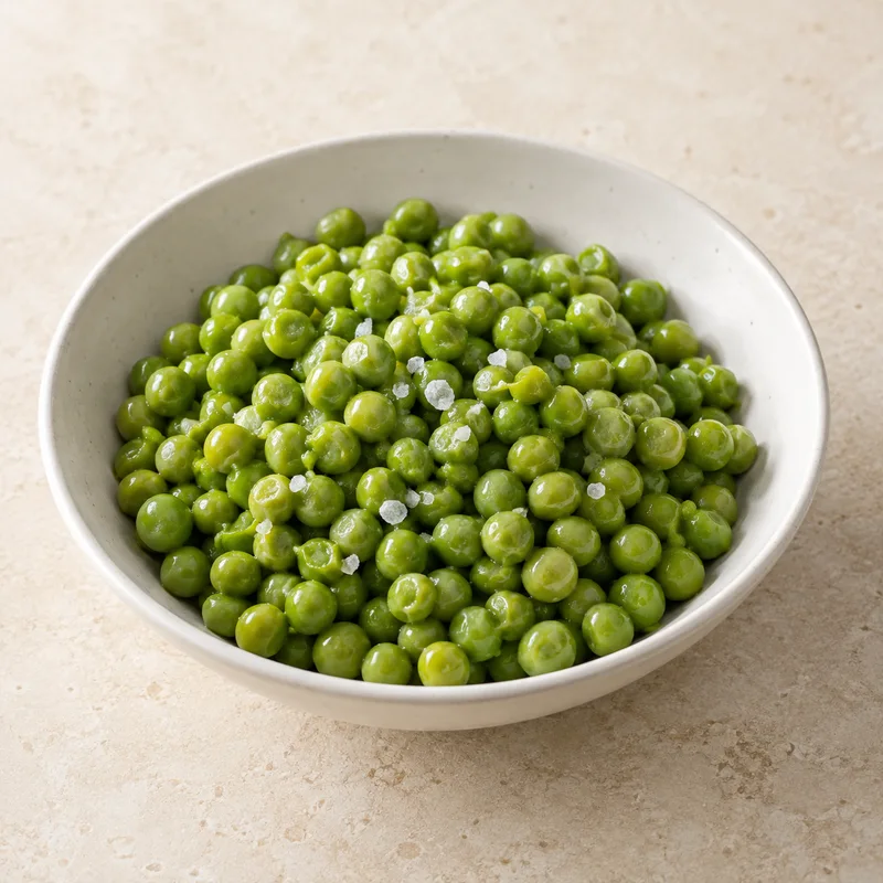 Illustration of peas green cooked boiled drained with salt