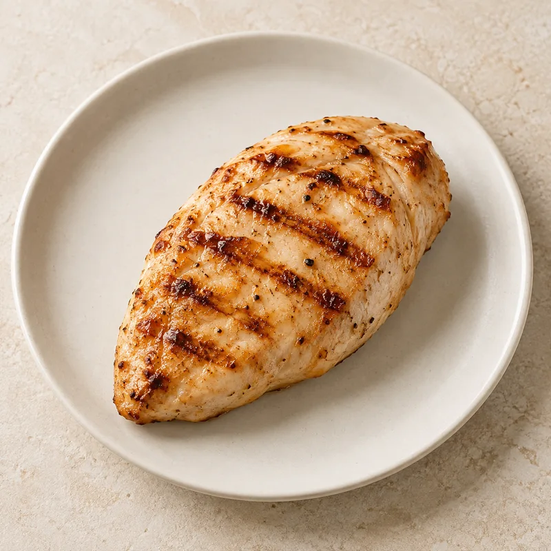 Illustration of chicken broiler or fryers breast skinless boneless meat only cooked grilled
