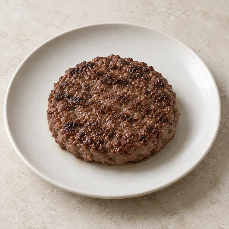 Illustration of beef ground 93 lean meat 7 fat patty cooked broiled