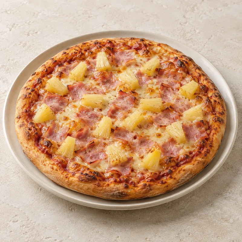 Illustration of pizza hawaiian homemade