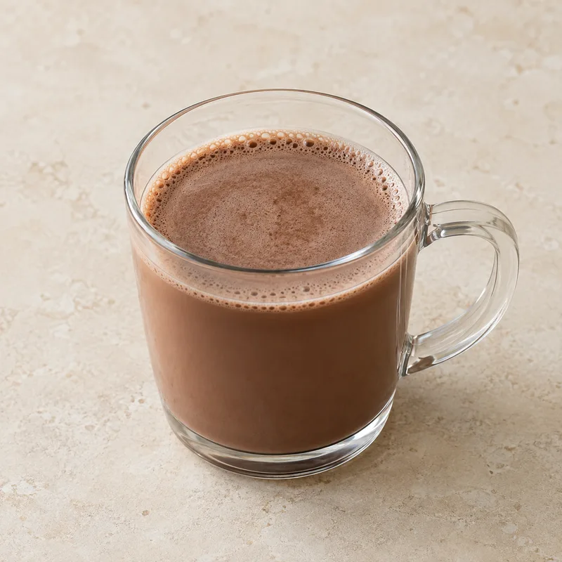 Illustration of hot chocolate mix powder prepared with water