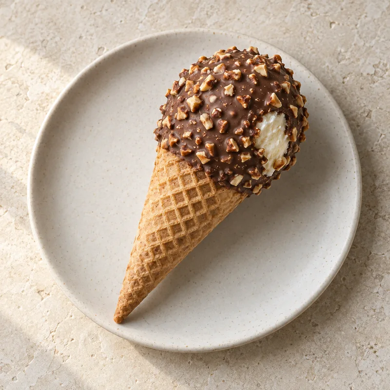 Illustration of ice cream cone chocolate covered with nuts flavors other than chocolate