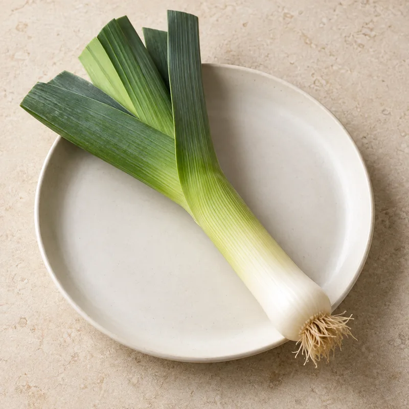 Illustration of leeks bulb and lower leaf portion raw