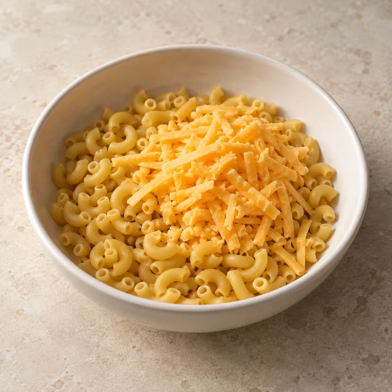 Illustration of macaroni or noodles with cheese microwaveable unprepared