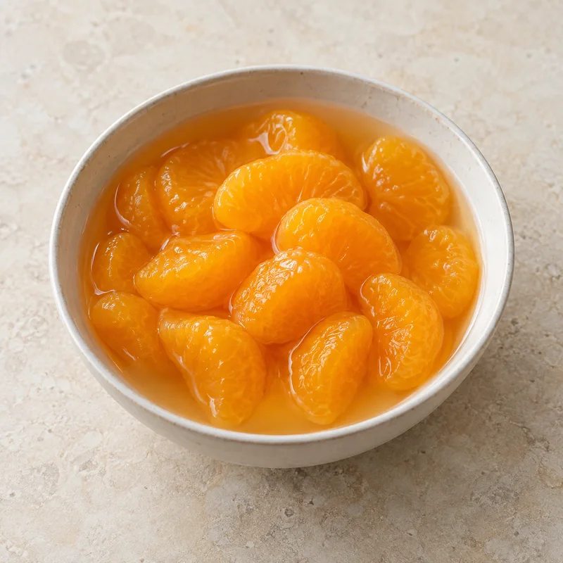 Illustration of mandarin oranges canned in juice whole contents