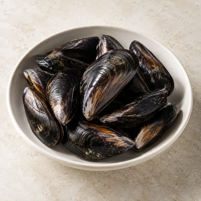 Illustration of mussels raw