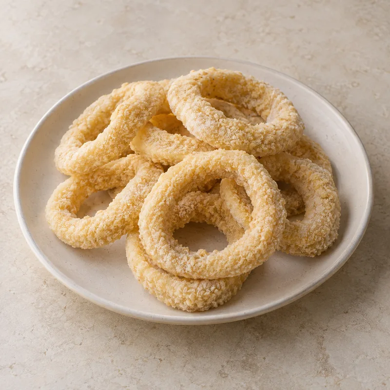 Illustration of onion rings breaded par fried frozen unprepared