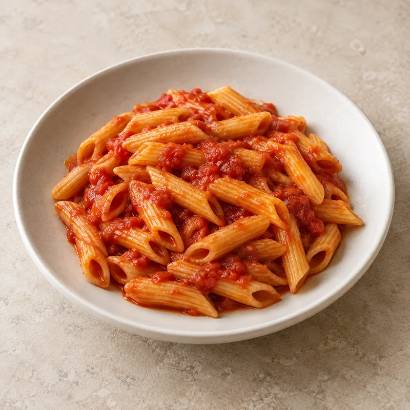 Illustration of pasta with tomato sauce no meat canned