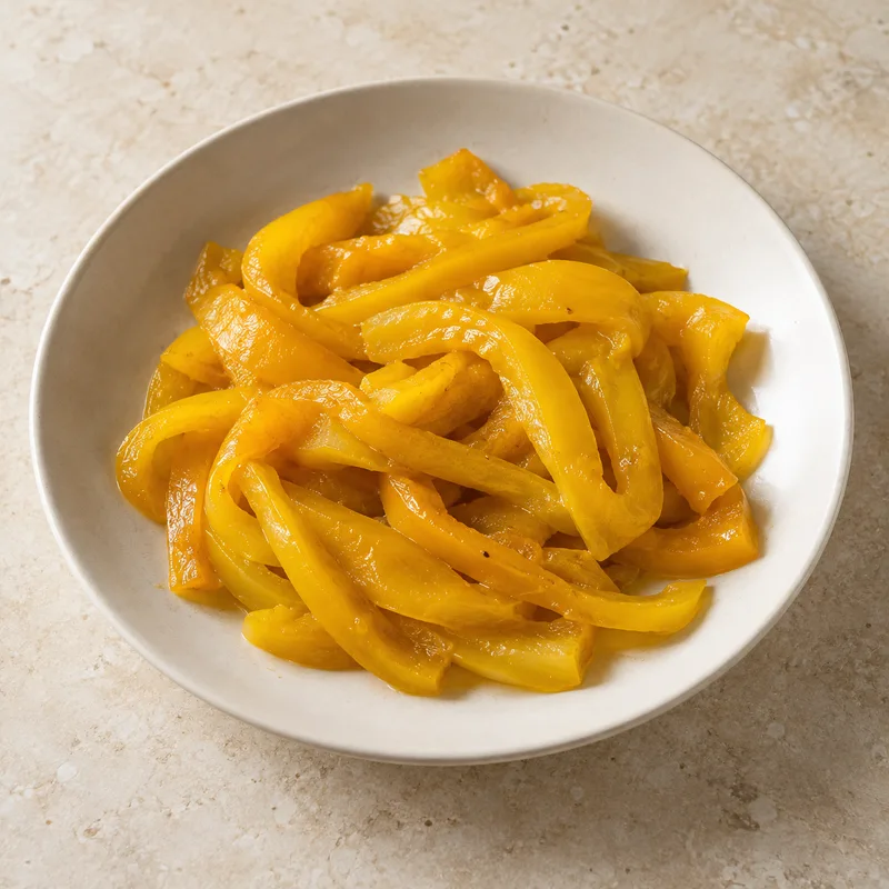 Illustration of peppers yellow cooked by microwave
