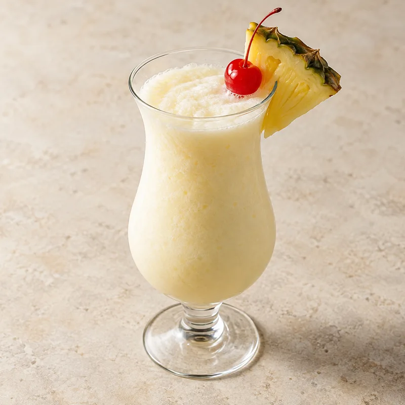 Illustration of alcoholic beverage pina colada prepared from recipe