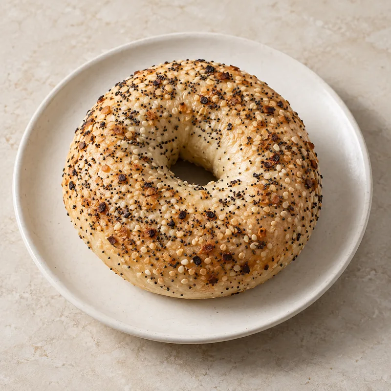 Illustration of bagels plain enriched with calcium propionate includes onion poppy sesame