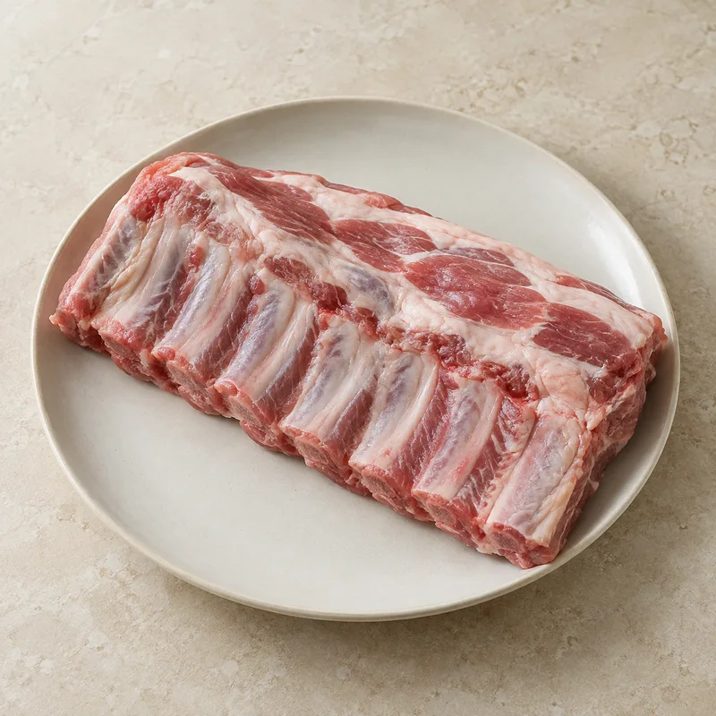Illustration of pork fresh spareribs separable lean and fat raw