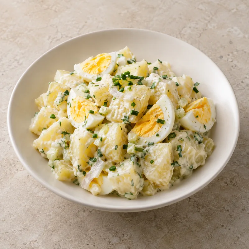 Illustration of potato salad with egg