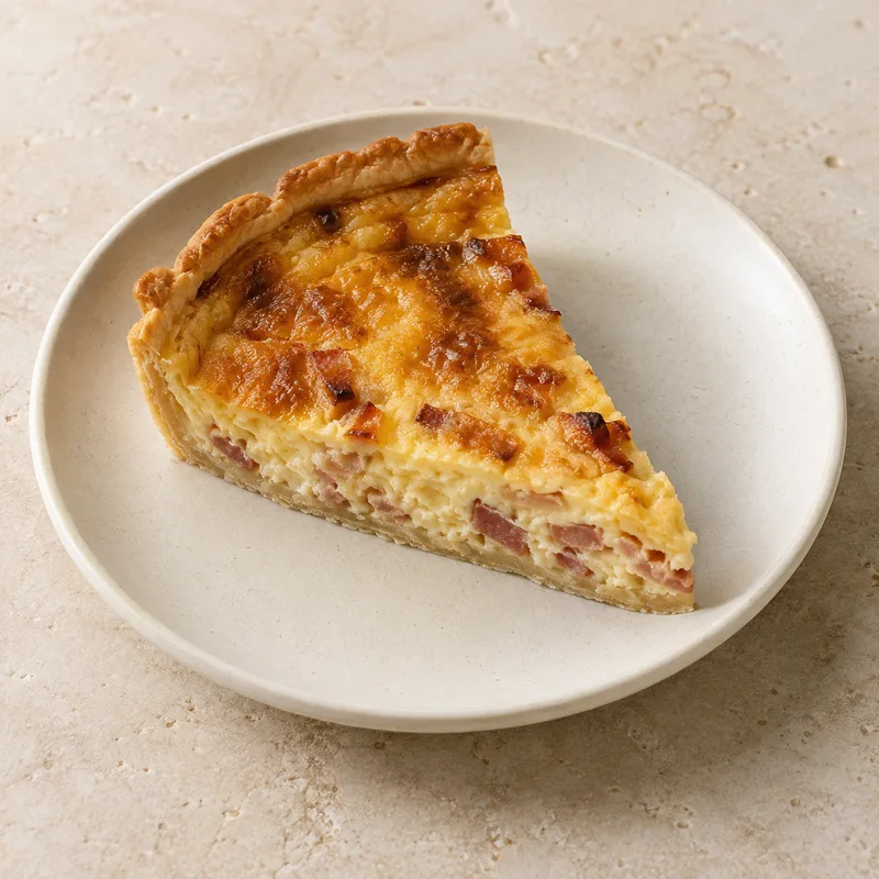 Illustration of quiche lorraine eggs and lardoons quiche prepacked