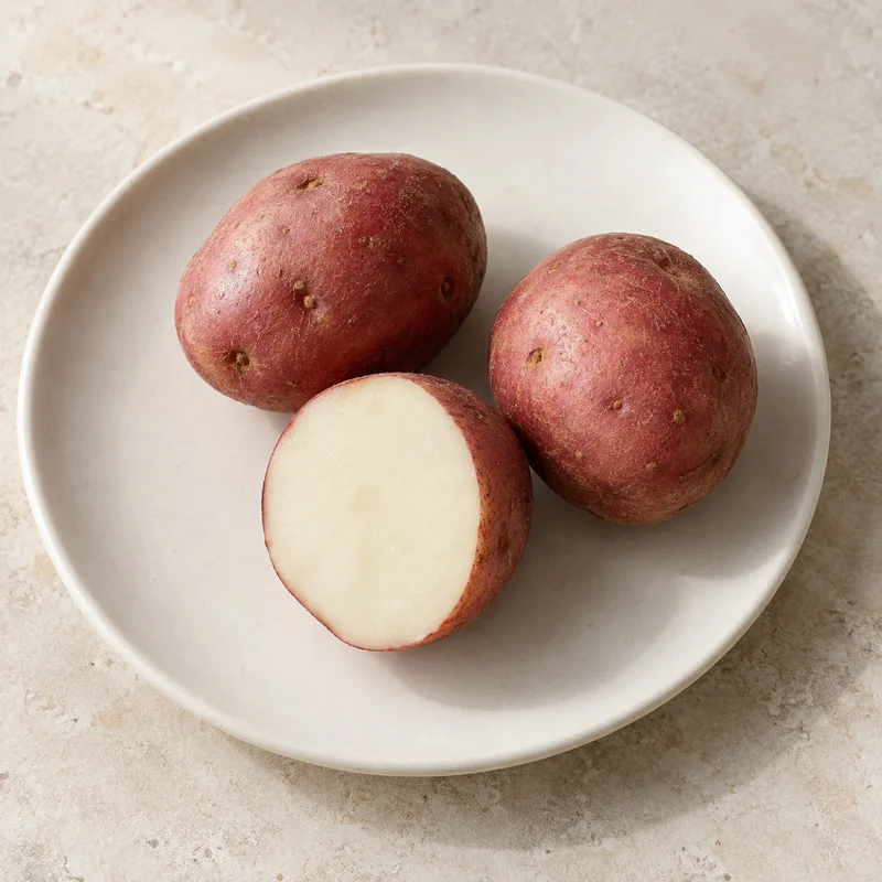 Illustration of potatoes red flesh and skin raw