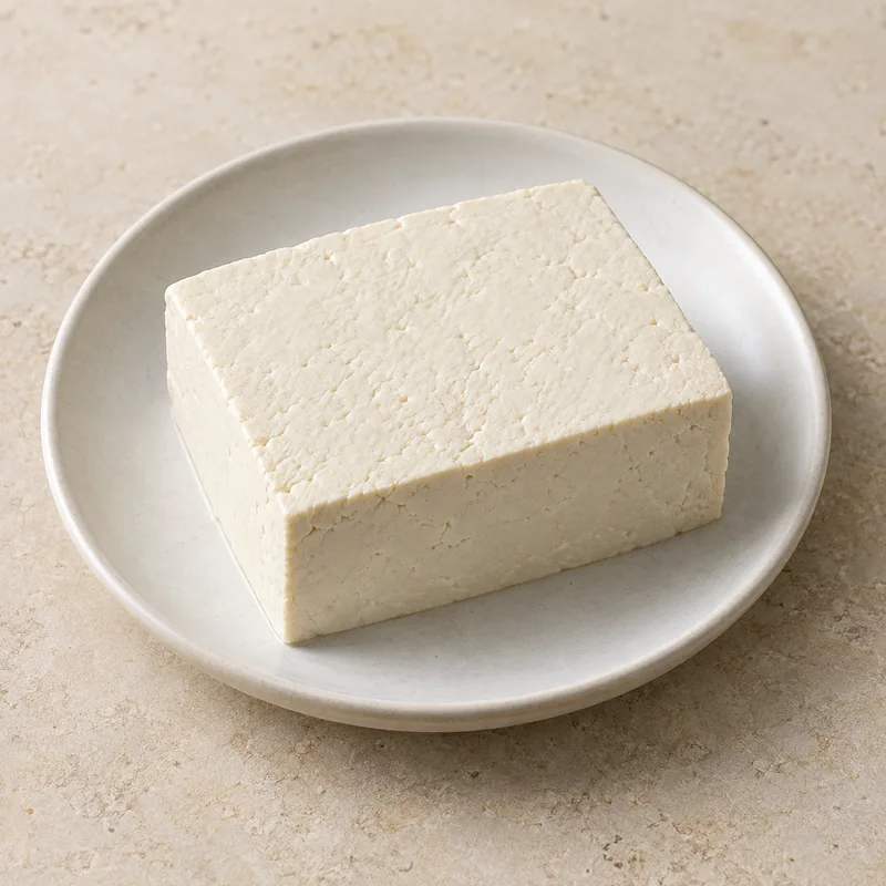 Illustration of tofu raw regular prepared with calcium sulfate