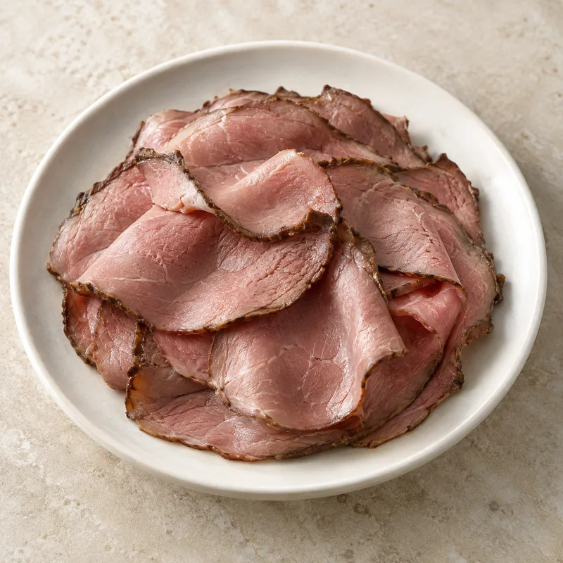 Illustration of roast beef deli style prepackaged sliced