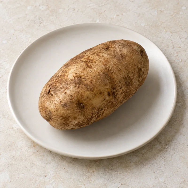 Illustration of potato russet flesh and skin raw