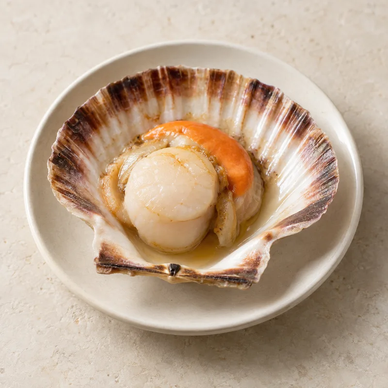 Illustration of mollusks scallop bay and sea cooked steamed