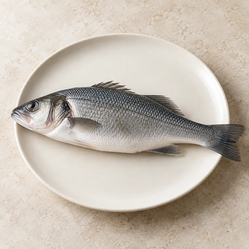 Illustration of fish sea bass mixed species raw