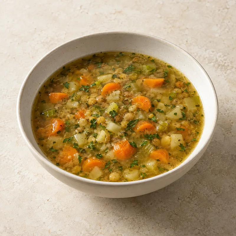 Illustration of soup made from dry mix all flavours