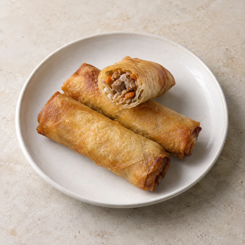 Illustration of spring rolls meat takeaway