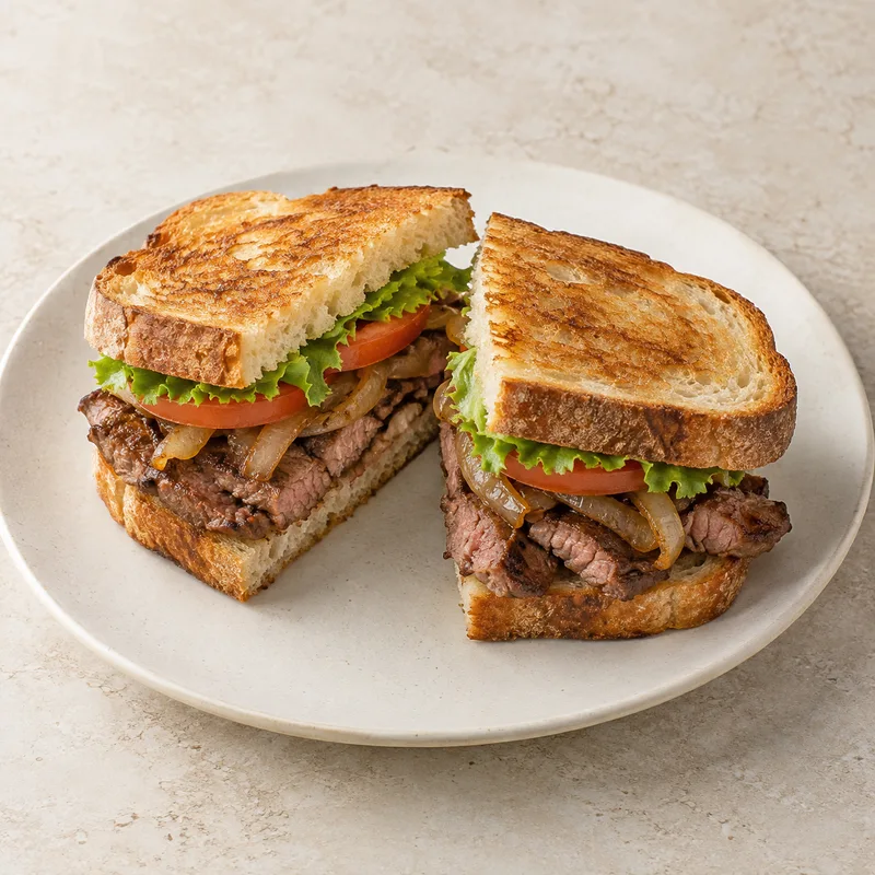 Illustration of sandwich steak takeaway