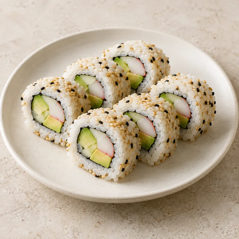 Illustration of sushi roll california