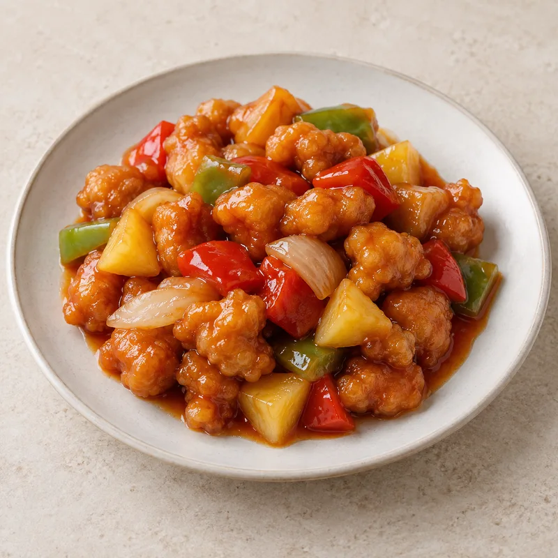 Illustration of chinese dish sweet and sour chicken restaurant prepared