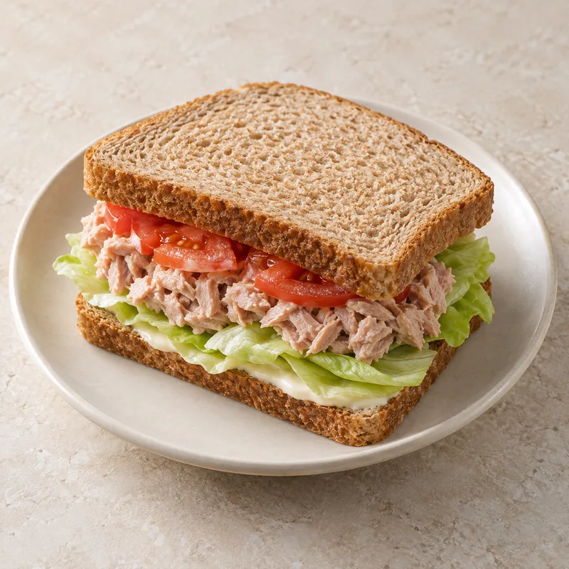 Illustration of sandwich whole wheat bread with brazilian heese iceberg crisphead lettuce tuna canned canned tomato with mayonnaise