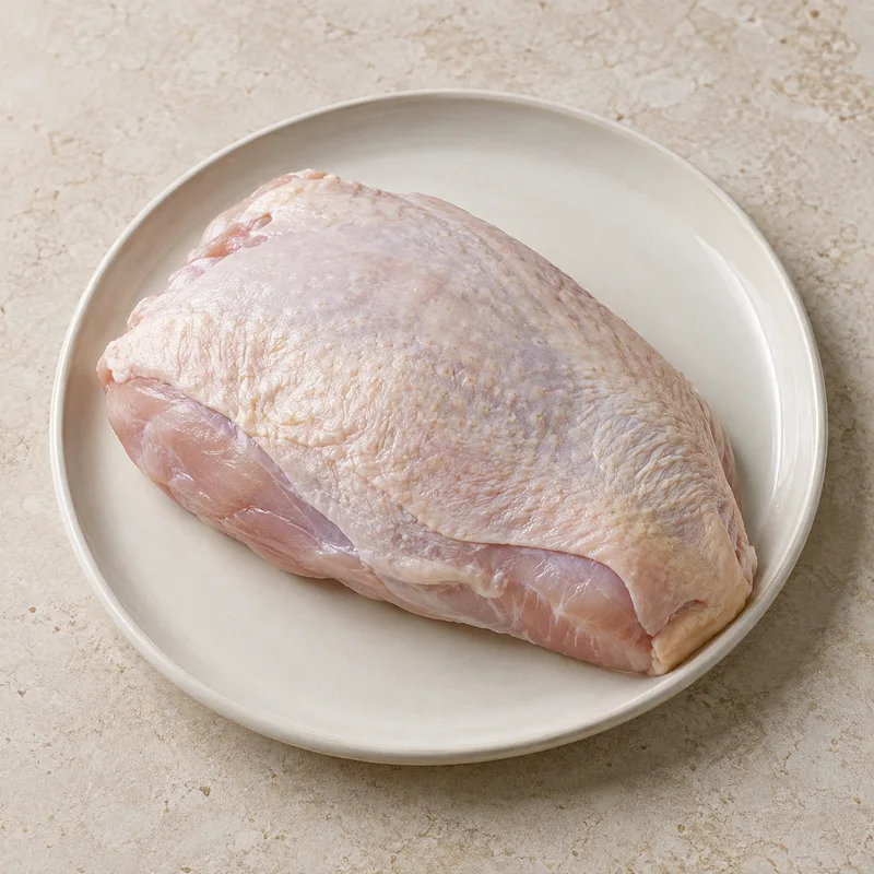 Illustration of turkey retail parts breast meat and skin raw