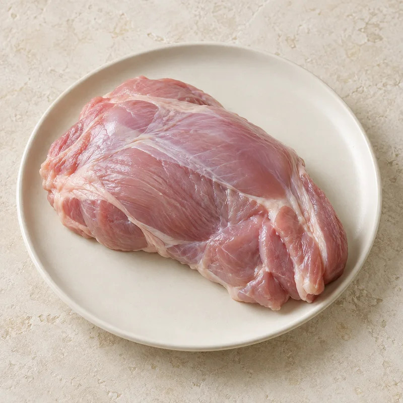 Illustration of turkey tom leg meat only raw