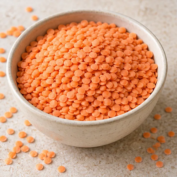 Illustration of dry red split lentils