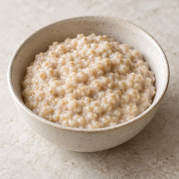 Illustration of plain cooked oat porridge