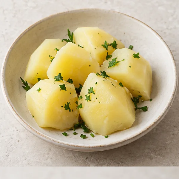 Illustration of peeled boiled potato pieces