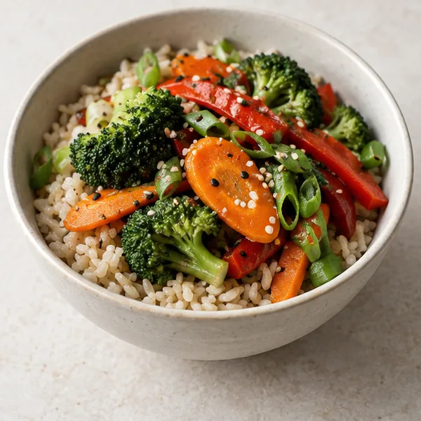 Illustration of a rice and vegetable bowl