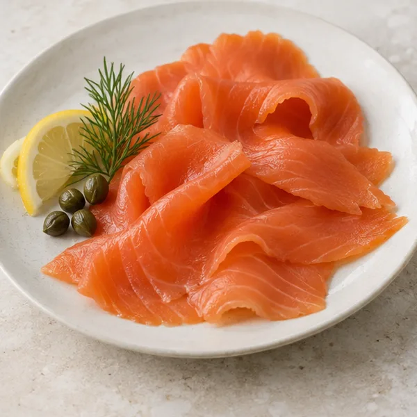 Illustration of smoked salmon slices