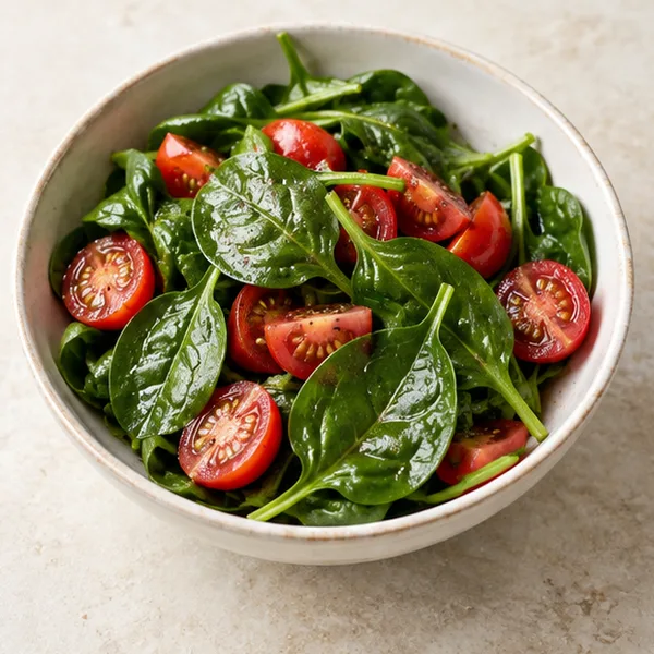 Illustration of spinach and tomato salad