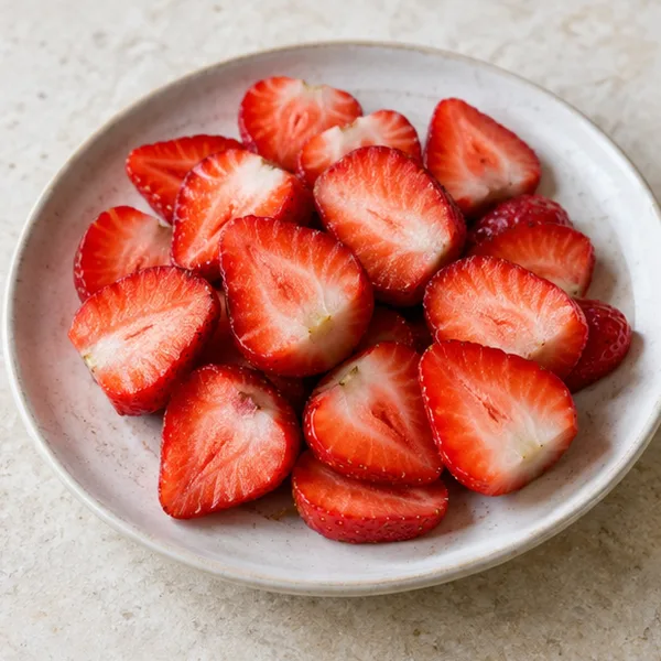 Illustration of halved strawberries
