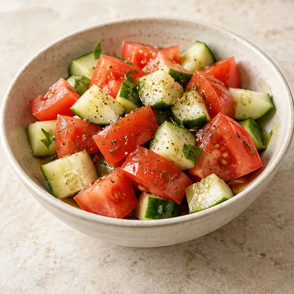 Illustration of tomato and cucumber salad
