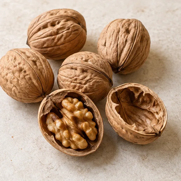 Illustration of walnuts in their shells